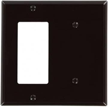 Leviton 80708 2-Gang 1-Blank 1-Decora/GFCI Device Combination Wallplate, Standard Size, Brown