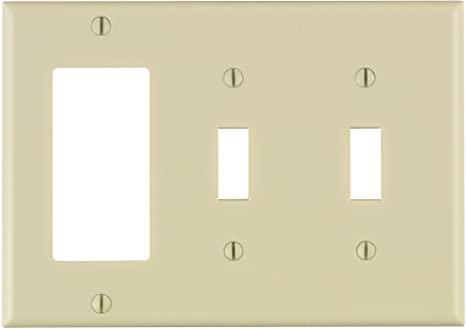 Leviton 80421-T 3-Gang 2-Toggle 1-Decora/GFCI Device Combination Wallplate, Standard Size