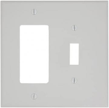 Leviton PJ126-W 2-Gang 1-Toggle 1-Decora/GFCI Combination Wallplate, Midway Size, White