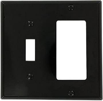 Leviton 80707-E 2-Gang 1-Toggle 1-Decora/GFCI Device Combination Wallplate, Black