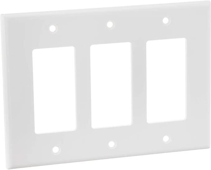 Leviton 80611-W 3-Gang Decora/GFCI Device Wallplate, White