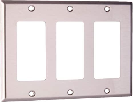 Leviton 84411-40 3-Gang Decora/GFCI Device Decora Wallplate, Device Mount, Stainless Steel
