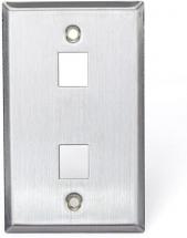 Leviton 43080-1S2 QuickPort Wallplate, Single Gang, 2-Port, Stainless Steel