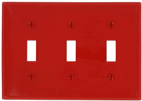 Leviton 80711-R 3-Gang Toggle Device Switch Wallplate, Red