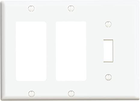 Leviton 80431-W 3-Gang 1-Toggle 2-Decora/GFCI Device Combination Wallplate, Standard Size