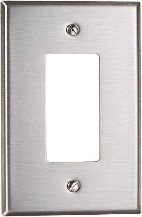 Leviton SO26 1-Gang Decora/GFCI Device Wallplate, Oversized, Device Mount, Stainless Steel