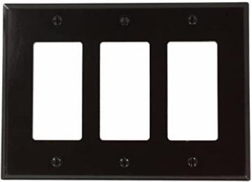 Leviton 80611 3-Gang Decora Midway Size Smooth Plastic Wallplate, Brown