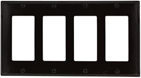 Leviton 80412 4-Gang Decora/GFCI Device Decora Wallplate, Standard Size, Thermoset