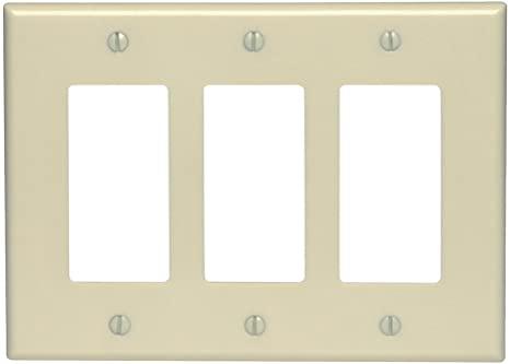 Leviton 80611-I 3-Gang Decora/GFCI Device Wallplate, Ivory