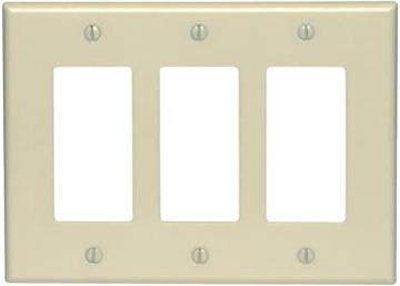 Leviton 80611-I 3-Gang Decora/GFCI Device Wallplate, Ivory