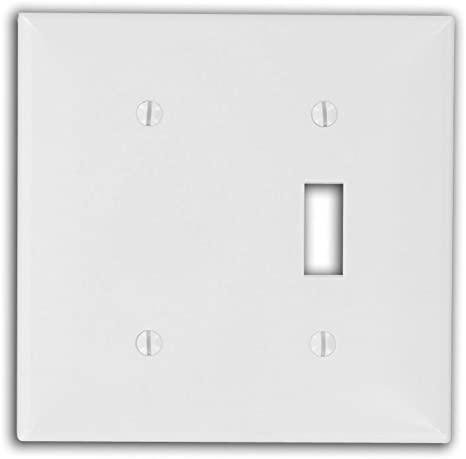Leviton 80706-W 2-Gang, 1-Toggle 1-Blank Device Combination Wallplate, Standard Size, White