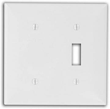 Leviton 80706-W 2-Gang, 1-Toggle 1-Blank Device Combination Wallplate, Standard Size, White