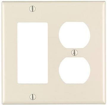 Leviton 80455-T 2-Gang 1-Duplex 1-Decora/GFCI Device Combination Wallplate, Standard Size