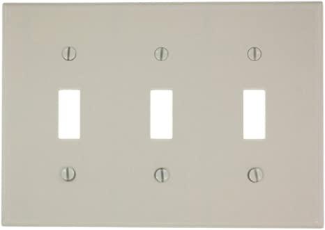 Leviton 78011 3-Gang Toggle Device Switch Wallplate, Standard Size, Thermoset, Device Mount