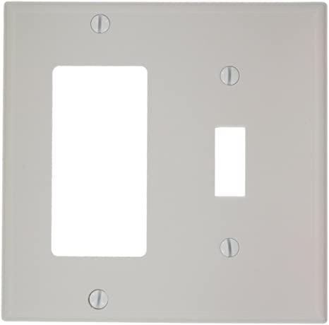 Leviton 80707-W 2-Gang 1-Toggle 1-Decora/GFCI Device Combination Wallplate, White