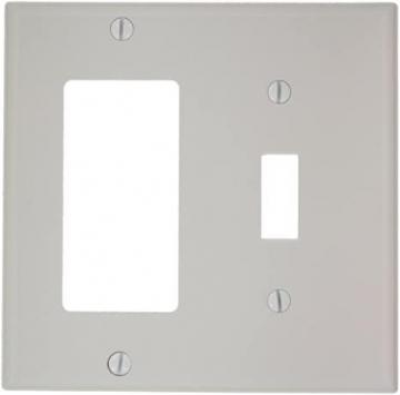 Leviton 80707-W 2-Gang 1-Toggle 1-Decora/GFCI Device Combination Wallplate, White