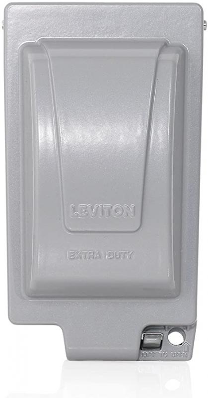 Leviton IUM1V-GY Extra Duty Outlet Hood, 1-Gang GFCI Or Duplex Receptacle Or Single Receptacle