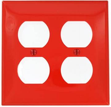 Leviton 80716-R 2-Gang Duplex Device Receptacle Wallplate, Red