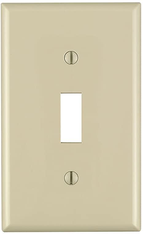 Leviton 80701-I 1-Gang Toggle Device Switch Wallplate, Standard Size, Thermoplastic Nylon