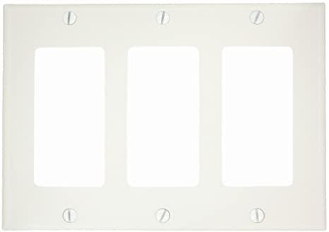 Leviton 80411-NW 3-Gang Decora/GFCI Device Wallplate, Standard Size, Thermoset, Device Mount
