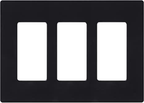 Lutron Claro 3 Gang Decorator/Rocker Wallplate, Gloss, Black (1-Pack) | CW-3-BL