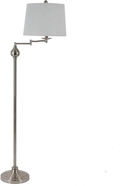 Decor Therapy Tina Floor Lamp with Swing Arm and Ball Accent, Brushed Steel - PL4377
