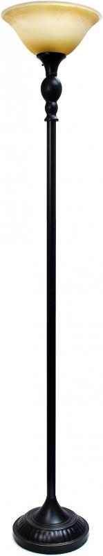 Elegant Designs LF2001-RBZ 1 Light Torchiere Marbelized Glass Shade Floor Lamp