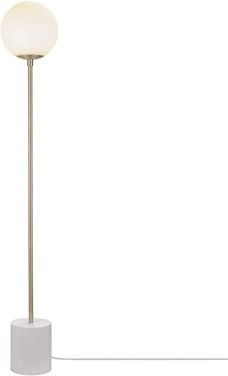 Globe Electric Celestia 63 Floor Lamp, Matte Brass, Frosted Glass Shade, White Cylinder Base