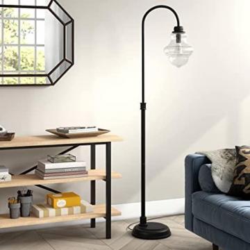 Henn&Hart 70" Tall Floor Lamp with Glass Shade in Blackened Bronze/Seeded