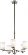 Kichler Joelson 19.75" 5 Light LED Chandelier with Satin Etched Cased Opal and Clear Glass Accent