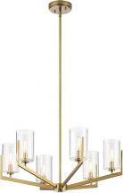 Kichler Nye 14.75" 6 Light Chandelier with Clear Glass in Brushed Natural Brass