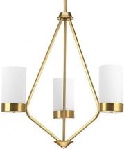 Progress Elevate Collection 3-Light Etched White Glass Mid-Century Modern Chandelier Light