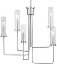 Progress Rainey Collection 5-Light Clear Fluted Ribbed Glass Modern Chandelier Light Brushed Nickel