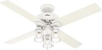 Hunter Pelston Indoor Ceiling Fan with LED Light and Pull Chain, 52", Matte White