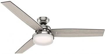 Hunter Sentinel Indoor Ceiling Fan with LED Light and Remote Control, 60", Brushed Nickel