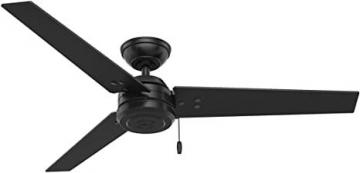 Hunter Cassius Indoor Outdoor Ceiling Fan with Pull Chain Control, 52", Matte Black