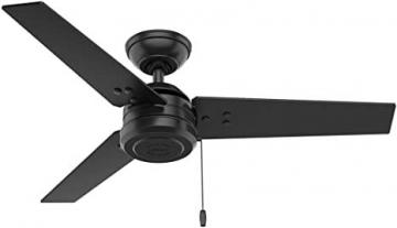 Hunter Cassius Indoor/Outdoor Ceiling Fan with Pull Chain, Matte Black Finish, 44 Inch