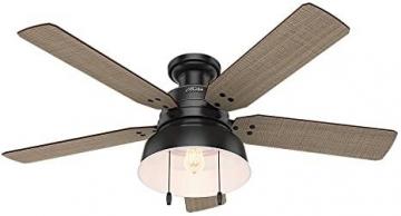 Hunter 59310 52" Mill Valley Ceiling Fan with Light, Large, Matte Black Finish