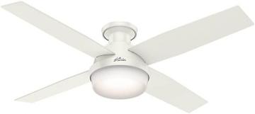 Hunter Hunter Dempsey Low Profile Indoor Ceiling Fan with Light, Metal, Fresh White Finish, 52 Inch