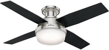 Hunter Dempsey Indoor Low Profile Ceiling Fan with LED Light and Remote Control, Brushed Nickel