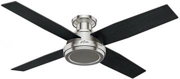 Hunter 59247 Dempsey Indoor Low Profile Ceiling Fan with Remote Control, 52", Brushed Nickel Finish