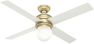 Hunter Hepburn Indoor Ceiling Fan with LED Light and Wall Control, 52", Modern Brass