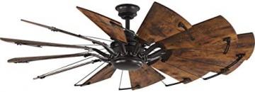 Progress Springer Collection 60-Inch 12-Blade Distressed Walnut Coastal Windmill Ceiling Fan, Bronze
