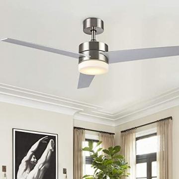 Safavieh Lighting Collection Radcliff Brushed Nickel 52” 3-speed Adjustable LED Ceiling Light Fan