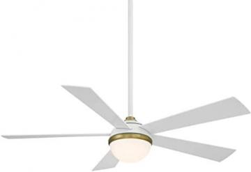 WAC Eclipse Indoor and Outdoor 5-Blade Smart Ceiling Fan 54in Satin Brass Matte White