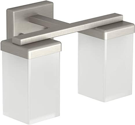 Moen YB8862BN 2-Light Dual-Mount Bath Bathroom Vanity Fixture with Frosted Glass, Brushed Nickel