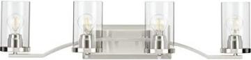 Progress Lassiter Collection 4-Light Clear Glass Modern Bath Vanity Light Brushed Nickel