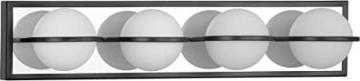 Progress Pearl LED Collection 4-Light Matte Black Opal Glass LED Modern Bath Vanity Light