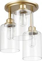 Globe Electric 65457 Annecy 3-Light Flush Mount Ceiling Light, Matte Gold, Clear Glass Shades