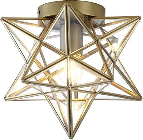 JONATHAN Y JYL9035B Stella Moravian Star Metal/Glass LED Flush Mount Contemporary Dimmable